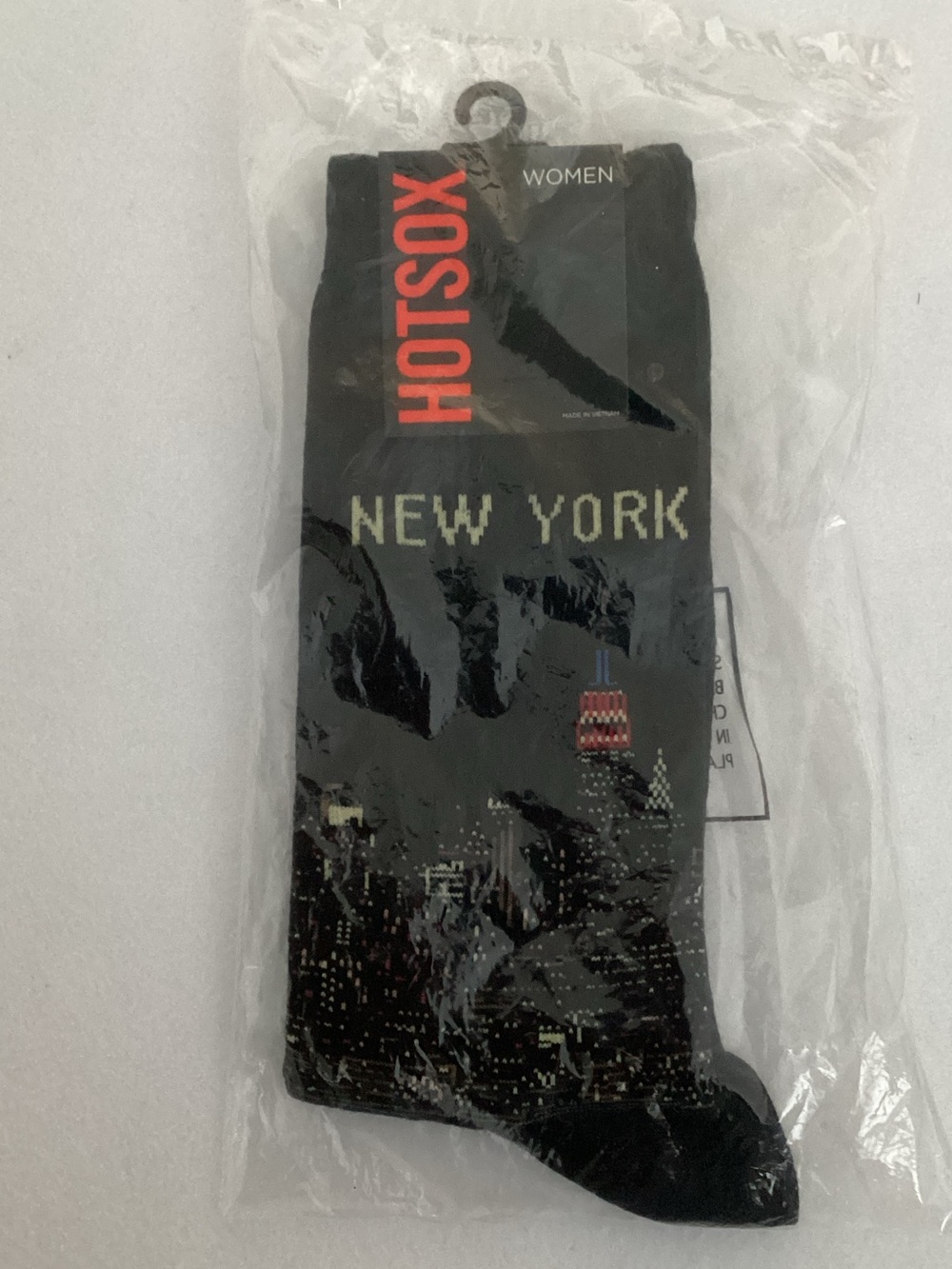 Hot Sox New York Black Crew Socks with NY City Skyline